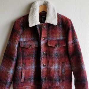 Forever 21 Plaid Fur Jacket Coat Small